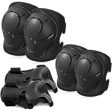 BOSONER Basic Kids Protective Gear: Kids Knee Pads and Elbow Pads with Wrist Guards Set for 3-15 Years - Design for Roller Skates, Cycling, BMX Bike, Skateboard, Inline Skating, Scooter Riding Sports