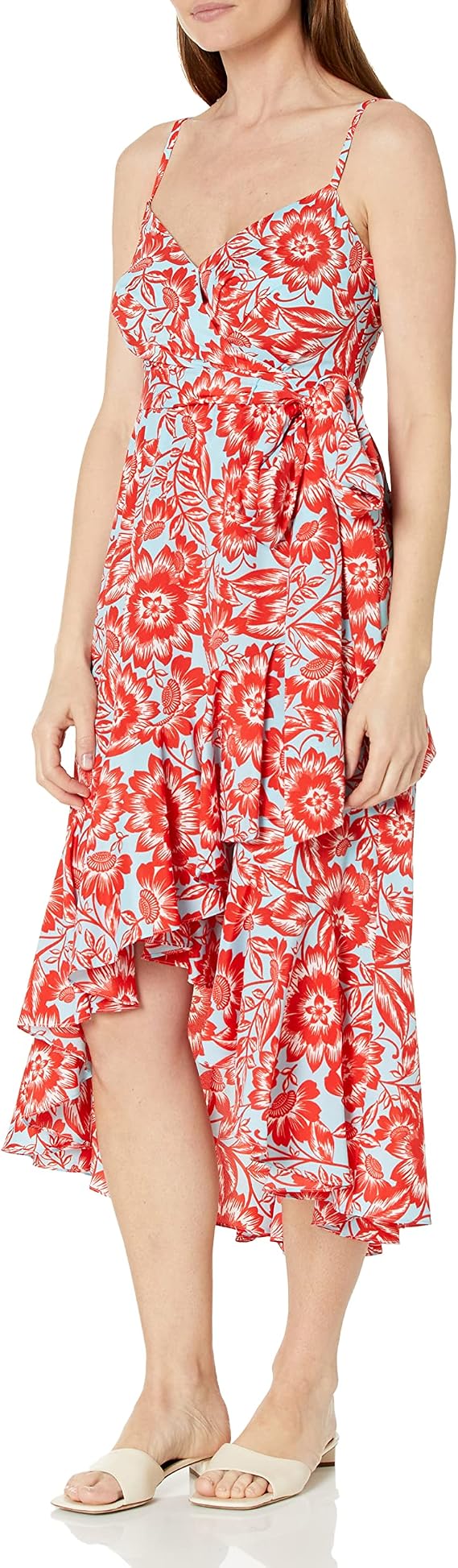 Eliza J Women's Style Crepe De Chine Spaghetti Strap Printed Floral Dress