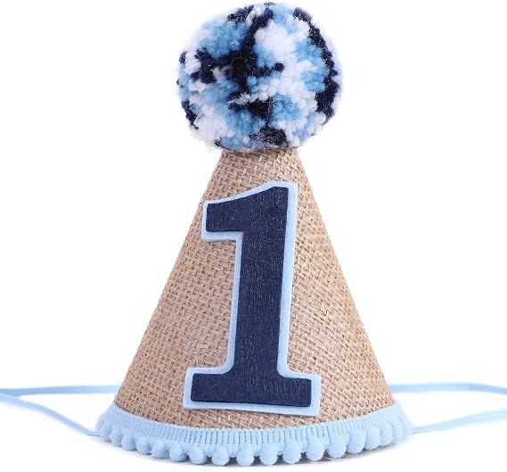 Highchair Banner for 1st Birthday - Photo Booth Props, Backdrop, and Cake Smash Supplies (Boys Birthday Hat)