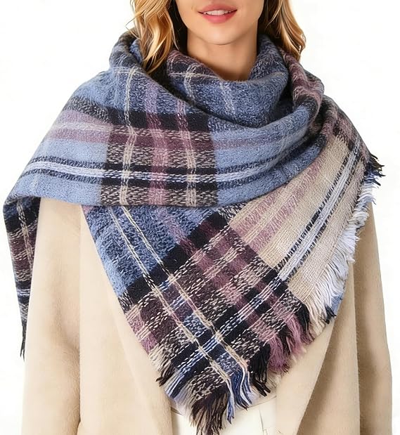 Fall Winter Scarf Shawl Wraps for Women Men,Classic Tassel Plaid Tartan Large Blanket Wrap Shawl Scarves