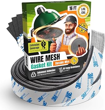 Gasket for Big Green Egg Large/XL/XXL - 16 FT Wire Mesh Gasket - Fiberglass BGE Gasket - Compatible with Big Green Egg - Accessories & Parts for Grill by Smoker Chef