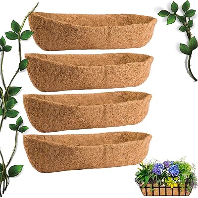 Natural Coconut Coir Planter Replacement Coco Liner 24inches - 4 Pack, Half Moon Shape, Indoor Use, for Window Flower Box