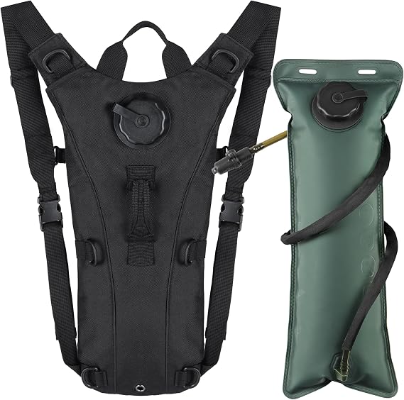 Tactical Hydration Backpack Hydropack with 3L Water Bladder for Men | Leakproof, Water Resistant, Lightweight, Military Water Backpack, for Running Marathon Hiking Jogging Cycling Rave Adults