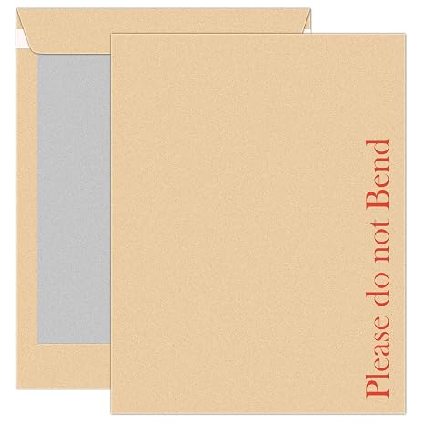 Postmaster Please Do Not Bend Envelopes A5, Hardback, Peel Seal x 10 Pack, C5, Boardback, 229 x 162mm
