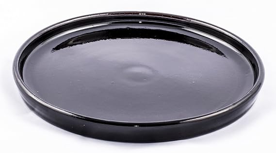 Ancient Cookware, Mexican Clay Shiny Black Plate, Modern Design, 10 Inches