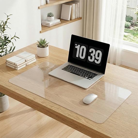 Clear Desk Mat Protector - Transparent Non-Slip PVC Writing Desk Pad, Waterproof & Heat Resistant Desk Cover, Durable Protective Desktop Mat for Office, Home & Laptop(15.75" x 27.56")