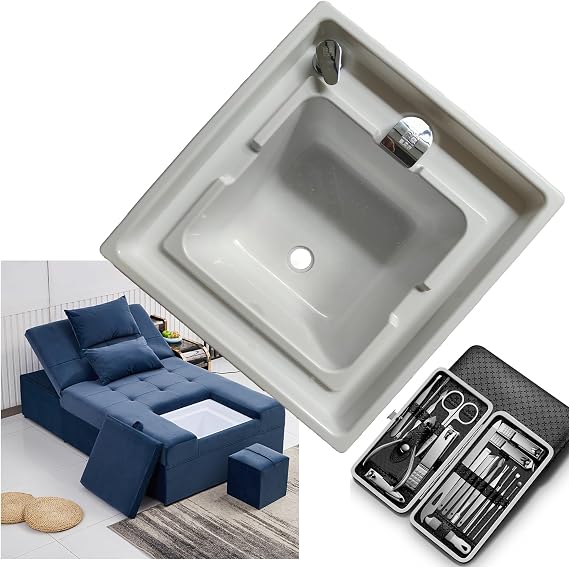 Pedicure Foot Spa,Embedded Feet Soaking Tub,Portable Foot Spa Bathtub,spa Chair Pedicure,feet Spa Tub with 19-Piece Set for Manicure, Pedicure Spa Chair Sink, Massage Foot, for Pedicure Chai
