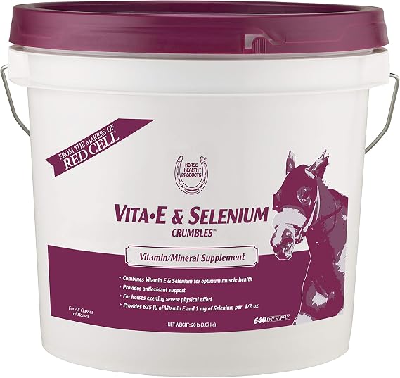 Horse Health Vita E & Selenium Crumbles Vitamin Supplement, Supports Optimal Muscle Health & Antioxidant Support, Selenium and Vitamin E Supplements for Horses, 20 lb