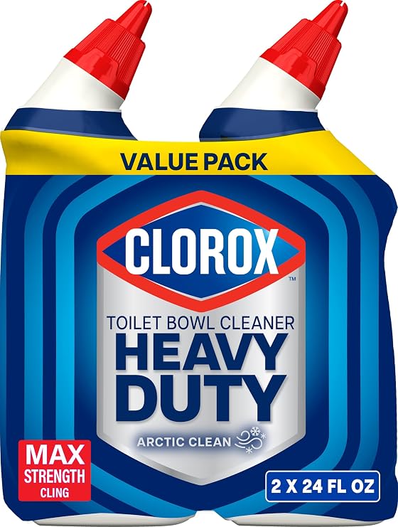 Clorox Toilet Bowl Cleaner Heavy-Duty Gel, Arctic Clean, Bleach-Free Stain Remover, Kills 99.9% of Germs, 24 oz, Pack of 2