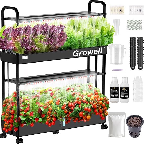 Growell Hydroponics Growing System Kit with 32 Large Buckets, Indoor Garden