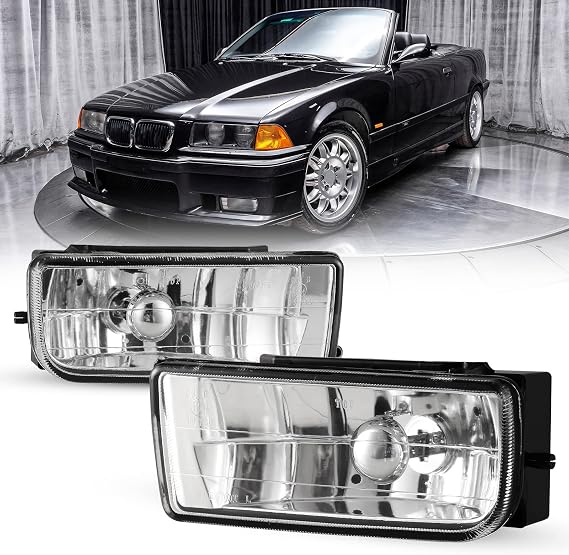 Fog Lights for BMW M3 E36 3 Series 1992-1999 with H1 12V 55W Bulbs | Fog Lamps OEM Replacement Assembly, Front Bumper Fog Lamps Compatible with 1992-1999 BMW E36 M3-1 Pair (Clear Lens)