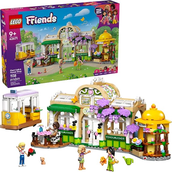 LEGO Friends Plant Cafe & Flower Shop Pretend Play Building Toy - Playset with 4 Minidolls and Cat Toy for Creative Storytelling - Birthday Gift Idea for Girls and Boys, Ages 9 and Up - 42671