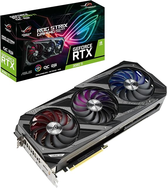 ASUS ROG Strix NVIDIA GeForce RTX 3080 Ti OC Edition Gaming Graphics Card (PCIe 4.0, 12GB GDDR6X, HDMI 2.1, DisplayPort 1.4a, Axial-tech Fan Design, 2.9-Slot, Super Alloy Power II, GPU Tweak II)