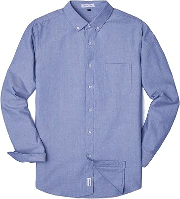 MUSE FATH Mens Oxford Dress Shirt-Cotton Casual Regular Fit Long Sleeve Shirt