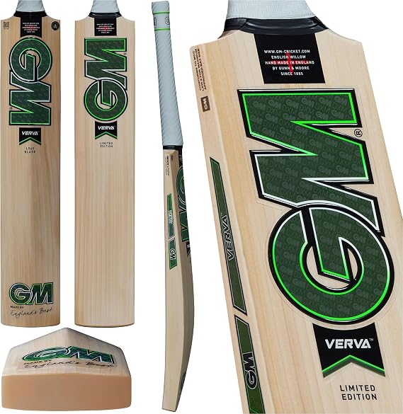 GM | Cricket Bat | Verva 606 | Superior Seasoned Unbleached Grade 3 English Willow | DXM, ToeTek and NOW! | Harrow Size Suitable for Players 163-168cm / 5' 4" - 5' 6" | Gunn &amp; Moore