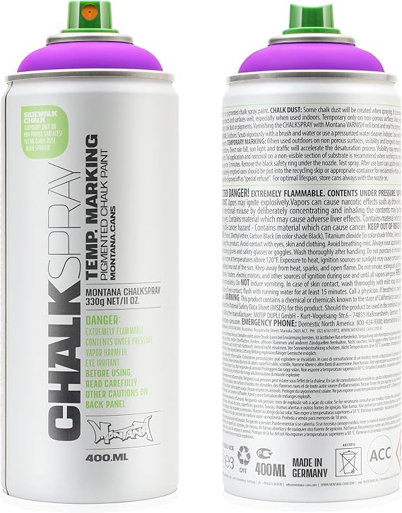 Montana Cans Montana Chalk Spray Paint, 400ml, Violet, 13.5 Fl Oz (Pack of 1)
