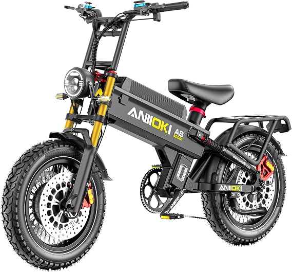 ANIIOKI 6000/7000W Electric Bike,46MPH 300Miles Long Range eBike,60/72V 70Ah/80Ah Battery,7-Speed,Dual Motor,264.8" Fat Tire Electric Bicycles,Electric Fat Bikes