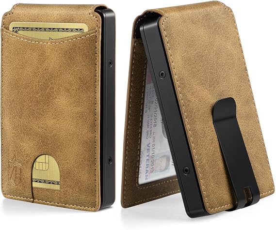 Zitahli Slim Wallet for Men, Minimalist Mens Wallets, RFID Blocking Credit Card Holder, Pop Up Metal Bifold, Business Card Case, with Gift Box