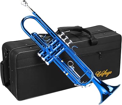 LeSage Blue Trumpet for Students - Standard with Case, 7C Mouthpiece, Valve Oil & Cleaning Kit
