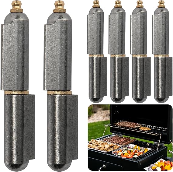 moonoom 6 Pack 4'' BBQ Bullet Weld on Hinge, Heavy Duty Weldable Barrel Hinges, Carbon Steel Bullet Hinge for Detachable Metal Swing Door Gate Driveway Trailer Ramp
