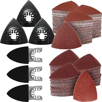 156Pcs Oscillating Tool Sanding Pad Kit, 3Pcs Multitool Sanding Pads and 3Pcs Finger Sanding Pad, 150Pcs Sandpaper, for Wood/Plaster Polish Sanding, Other Surfaces, Compatible with Multiple Tools