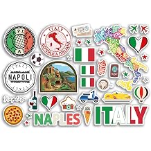 A5 Sticker Sheet Naples Landmarks Vinyl Stickers - Italy Napoli Stamps Skyline Flag Map Travel Holiday City Scrapbook Aesthetic #80483