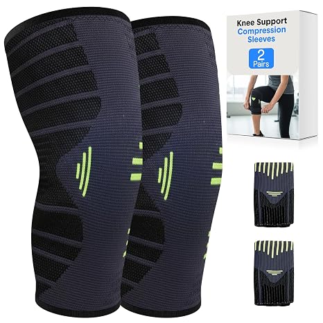 scuddles Compression Knee Sleeves, Green/Black, 4-Pack