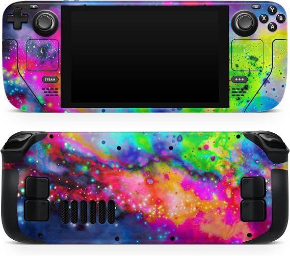 DesignSkinz - Compatible with Steam Deck - PC Skin Decal Protective Scratch Resistant Vinyl Wrap Gaming Cover - Neon Splatter Universe