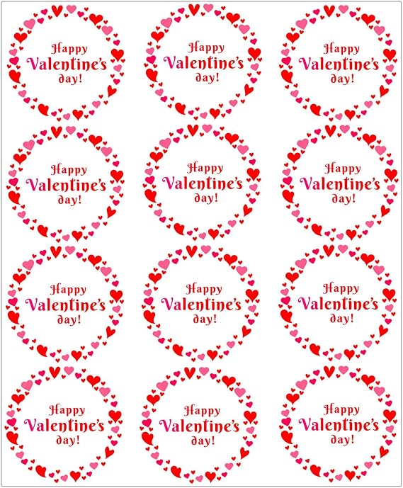 Heart Stickers 72 Pcs Happy Valentine's Day Stickers Valentine Label Sticker for Wraping Adults and Kids Sealing Love Letter Envelope Decorating Boxes