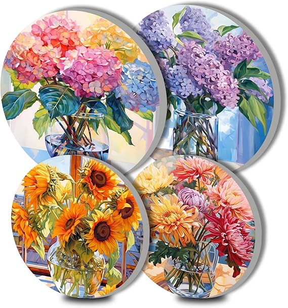 Tucocoo Hydrangea Electric Stove Burner Covers,4 Pack Round Stove Burner Covers,8Inch and 10Inch,Gas Stove Burner Covers,Sunflower Metal Stove Burner Cover,Sweet Kitchen Cooktop Decorative