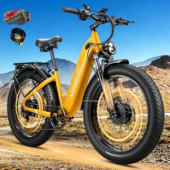 8000W Peak Dual Motor Electric Bike for Adults,Max 50MPH 26" Fat Tire Ebike | 58V Max-Output Battery Up to 100Mi Range,Adjustable Stem,Front & Rear Turn Signal,Hydraulic Brakes E Bicycle for Off-Road