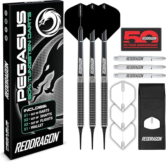 RED DRAGON Axis Professional Darts Set - 85% Tungsten Darts with Flights, Shafts & Wallet - Available in Multiple Colors, Soft Tip 18g and Steel Tip 24g - 28g