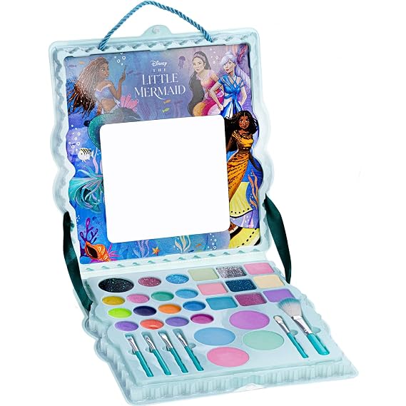 Disneys The Little Mermaid Eye Lip and Face Beauty Soft Case Makeup Pallete for Girls Ages 3+ Perfect for Parties, Sleepovers & Makeovers
