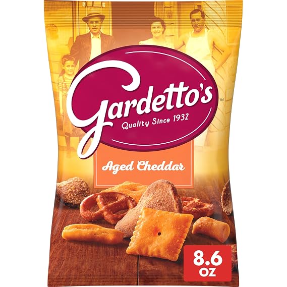 Gardetto's Aged Cheddar Snack Mix, 8.6 oz | Rye Chips, Crunchy Breadsticks & Pretzels, Bold Aged Cheddar Seasoning, Signature Family Recipe,