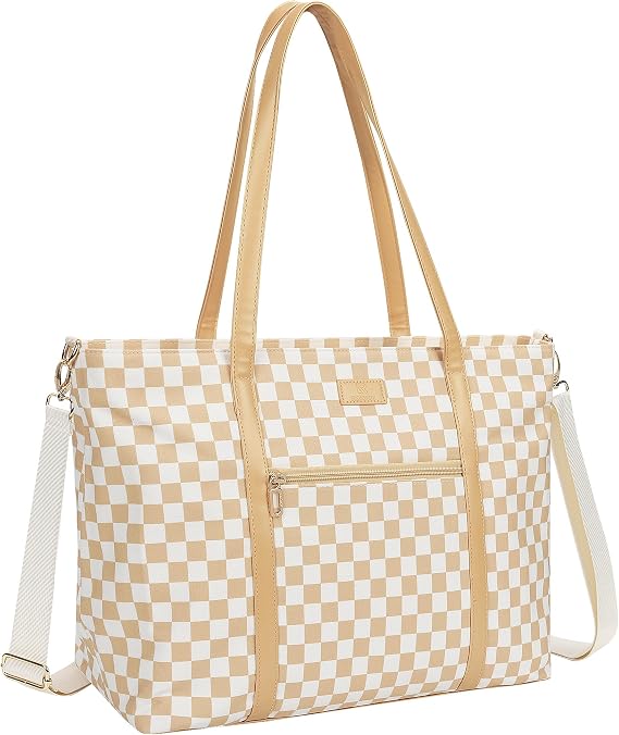 Laptop Tote Bag for Women 17 Inch, Teacher Bag with Compartments Canvas Computer Bag with 15 Pockets Work Tote Bag Travel Business Briefcase Office Handbag Bag with Shoulder Straps