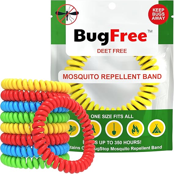 Mosquito Repellent Bracelets (10 Pack) Mosquito Repellent Bracelets for Adults and Kids - Premium DEET-Free Bands - 10 Multicolor Bands - Individually Wrapped