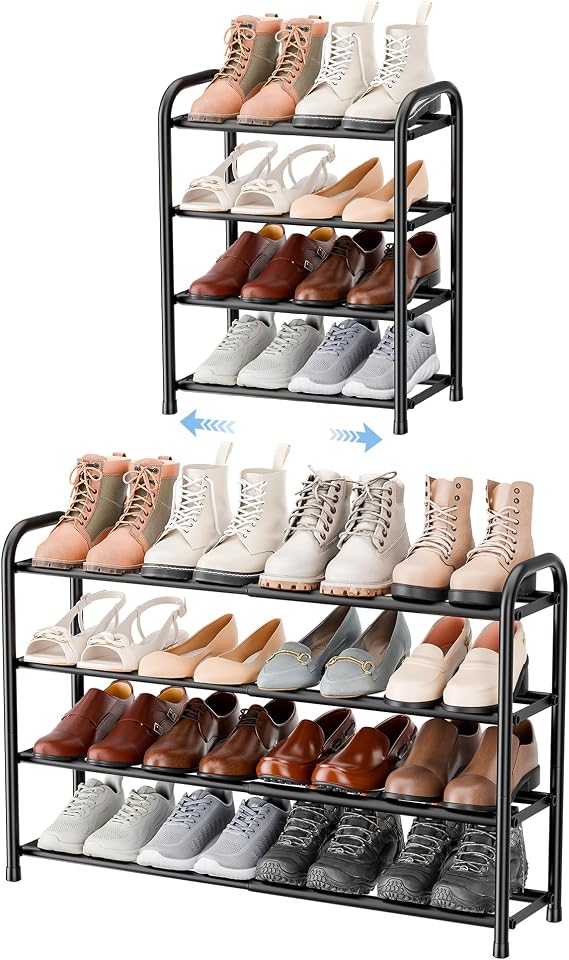 ENJOYBASICS Expandable Shoe Rack, 4 Tier Adjustable Shoe Storage Shelf