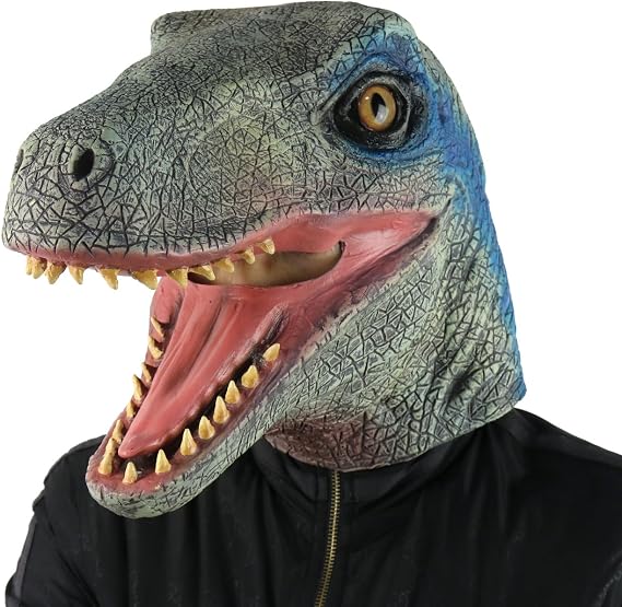 Halloween Animal Mask Costume Party Latex Dinosaur Head Mask Velociraptor