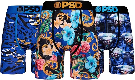 PSD Mens Underwear Luxury Graphic Print Boxer Briefs, Packs & Singles