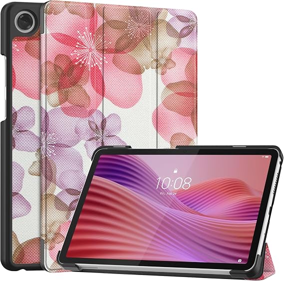 Gylint Folio Case for Lenovo Tab One & Tab K9 8.7 2025 Flower | Folding Folio, Ultra-Thin PU Leather, Stand Case Cover, Auto Wake/Sleep