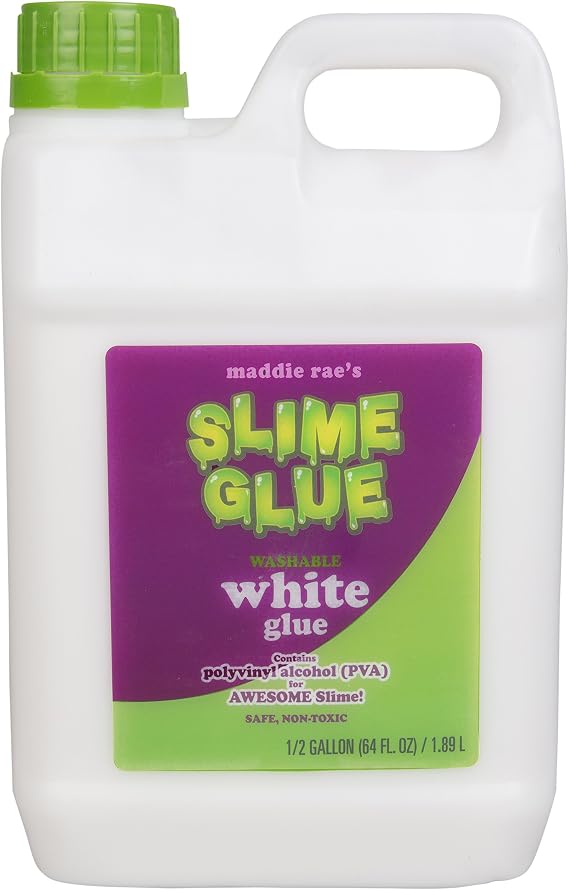 Maddie Raes White Slime Glue 1/2 Gallon Jug Non Toxic Washable All Purpose Glue for Slime Making, DIY Kids Arts & Crafts, Teachers Classroom Supplies, School Projects & Summer Camp Activities