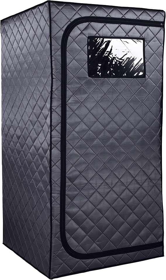 Durasage 1-Person Infrared Sauna for Home, Ultra Low EMF Infrared Panels, LED Lighting, Heating Foot Pad and Portable Chair (1-Person)