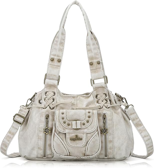 Angel Kiss Small hobo Bags for Women Retro Washed Leather Shoulder Handbag Roomy Top Handles Purses With Removable Strap
