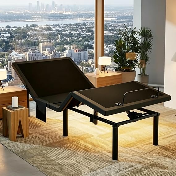 Marsail Twin XL Adjustable Bed Frame with Head & Foot Incline, 4 USB Ports, Under-Bed Night Light, 4 Height Options, Remote Control & Zero Gravity Electric Adjustable Bed Base