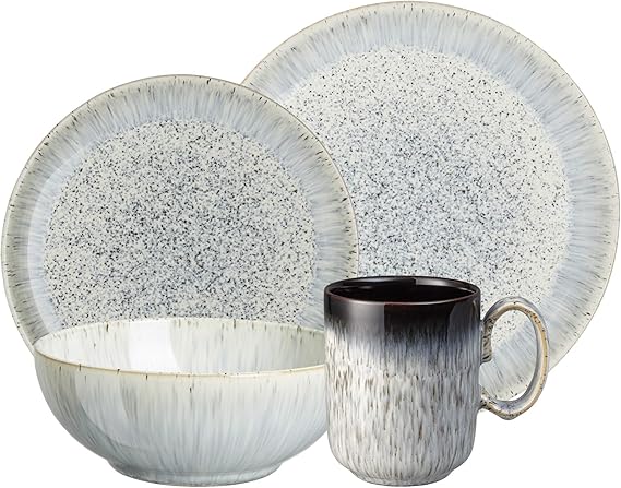 Denby USA Kitchen Breakfast Collection 16 Piece Set with Spotted