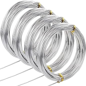 4 Pack 14 Gauge Aluminum Wire 131.2 Feet, Silver Aluminum Wire 2mm, Craft Armature Wires, Bendable Metal Wires for Making Beading Jewelry Craft Dolls Skeleton DIY Crafts (32.8 Per Roll)