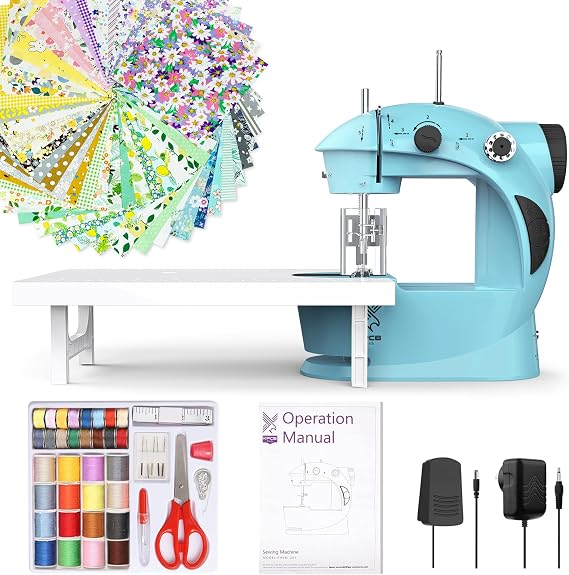 Sewing Machine for Beginners with Fabrics&Finger Guard, Mini Size