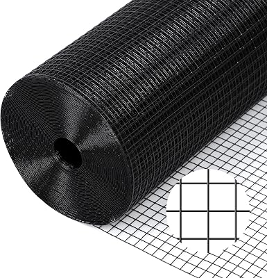Black Hardware Cloth 19 Gauge 12 inch 48 inch x 100 Foot Chicken Wire Fenceing Roll PVC Coated Wire Mesh Vinyl Coated Fence for Chicken Coop Garden Fencing Rat Wire Mesh