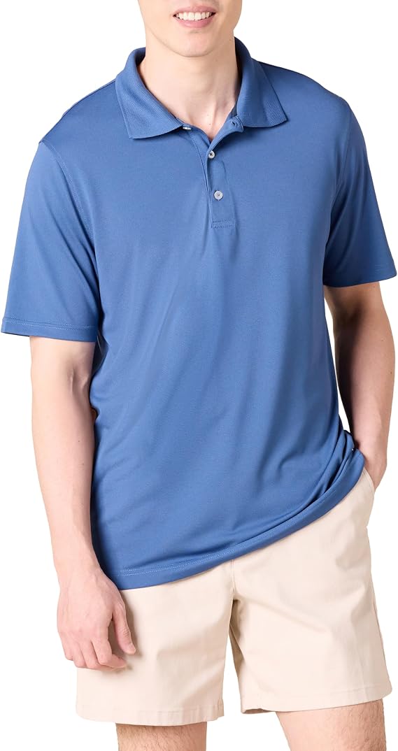Amazon Essentials Men's Regular Fit Golf Polo Shirt, Moisture-Wicking Quick Dry, Recycled Polyester, Short Sleeve