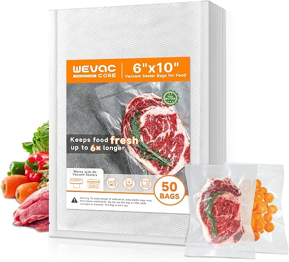 Vacuum Seal Bags for Food, Pint 6x 1050 Pcs, BPA Free Food saver Bags | Commercial Grade Precut Vacuum Sealer Bags for Food Sous Vide, Vacuum Storage Bags Food, Heavy Duty, Kitchen Essentials,